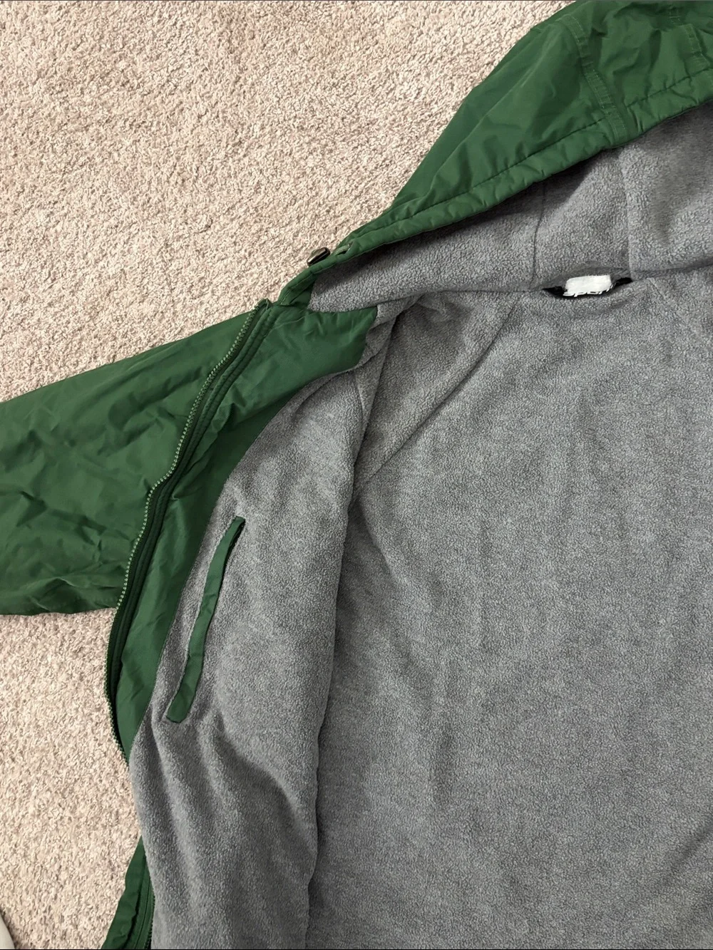Kids Green Hooded Swim parka - Zip Front
